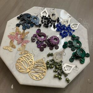 Vtg DANGLE/oversized LOT OF 8 PAIRS OF PIERCED EARRINGS